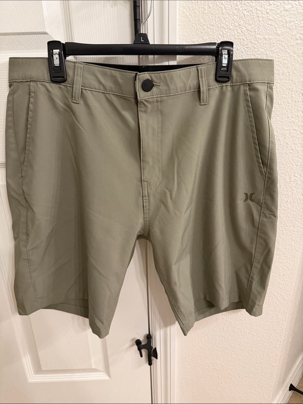 Hurley Olive Green Flat Front Performance Shorts